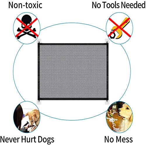 Upgraded Magic Gate for Dogs, Pet Safety Gate with Strong 3M Hooks, Mesh Dog Gate Portable Folding Safe Guard Install Anywhere-41\