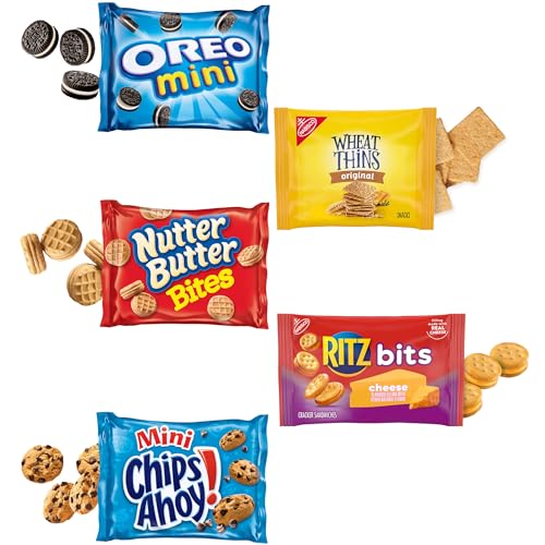 OREO MINI COOKIES, MINI CHIPS AHOY! COOKIES, RITZ BITS CHEESE CRACKERS, NUTTER BUTTER BITES & WHEAT THINS CRACKERS, NABISCO COOKIE & CRACKER VARIETY PACK, 50 SNACK PACKS