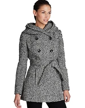 Calvin Klein City Tweed Belted Coat, White/black, 10