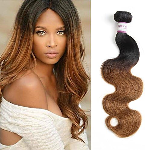 Racily Hair Ombre Brazilian Body Wave 3 4 Bundles 1B 30 2 Tone Brazilian Hair Weave Bundles Ombre Dark Brown Human Hair Extensions (10"12"14")