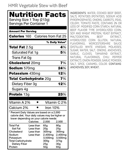 HMR Vegetable Stew with Beef Entree, 7.5 oz. servings, 6 count