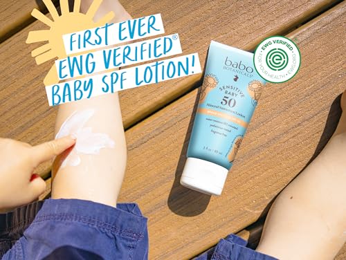 BABO BOTANICALS SENSITIVE BABY MINERAL SUNSCREEN LOTION SPF50 – NATURAL ZINC OXIDE – FACE & BODY – FRAGRANCE-FREE – WATER-RESISTANT – EWG VERIFIED – VEGAN – EXTRA SENSITIVE SKIN – FOR BABIES & KIDS