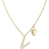 UHIBROS Gold Initial Necklaces for Women, Zirconia Tiny Heart Letter Pendant, Trendy Cute Personalized Monogram Name Necklace, A-Z Letter Dainty Choker, Jewelry for Wife Girlfriend