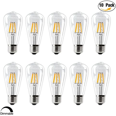 IMINOVO Edison LED Bulb, Dimmable 6W ST64 LED Bulb Cage Filament Light For Decorate Home, E26, 3200K, Warm White, Pack of 10