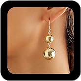 Erimberate Bohemian Ball Dangle Earrings Gold Metal Ball Drop Earrings Round Ball Bead Hook Earrings Exaggerated Metal Bead Earrings Jewelry for Women
