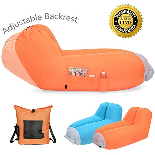 Inflatable air lounger Upgrade Adjustable Backrest Air Bed Sofa Perfect for Indoor Outdoor Hangout Air Chair Couch Hammock Lazy Bag for Beach Park Camping& Music Festivals - Thumbnail 5