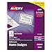 Avery White Adhesive Name Badges with Red Border, 2-1/3
