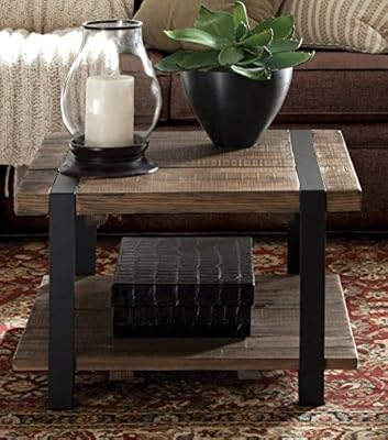 Stowe 27 Reclaimed Wood Square Coffee Table With Open Bottom Shelf Natural Finish Buy Online At Best Price In Uae Amazon Ae