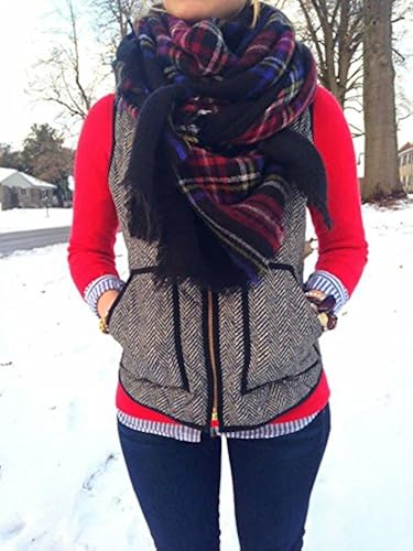 Merokeety Women's Fall Quilted Herringbone Pockets Stripe Puffer