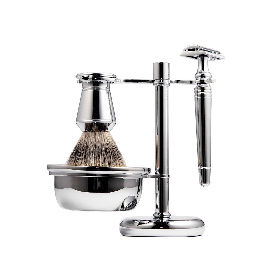 Men's Manual Vintage Razor Set Pure Alloy Metal Safety Razor Razor Razor Beard Brush Shelf (without 