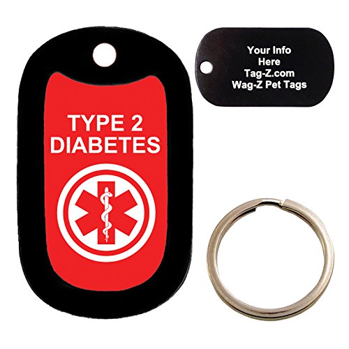 Custom Engraved Pet Tag - medical alert TYPE 2 DIABETES - Dog Tag - Tag-Z Wag-Z