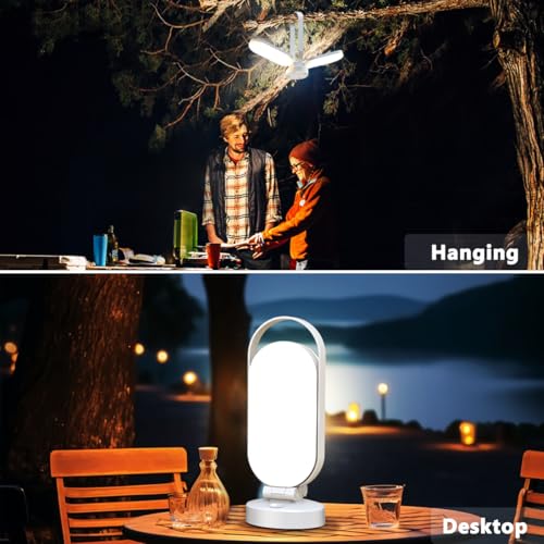 Hapfish Rechargeable Solar Camping Lamp Indoor and Outdoor, Powerful LED Lantern, 5000 mAh External Solar Battery, Portable Waterproof Foldable, Light for Camping Accessories