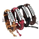 WWJD What Would Jesus Do Adjustable Leather Bracelet for Kids, Men and Women (Black)