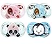 RazBaby Keep-It-Kleen Pacifiers - Pack of 4 (Pink Puppy, Percy Blue, Panky Panda & Ethan Penguin)