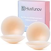 Husfunov 2 Pairs Nipple Covers for Women, Ultra-thin Sticky Adhesive Silicone Nipple Cover, Reusable Pasties for Dress