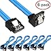 Relper-Lineso 6 Pack 90 Degree Right-Angle SATA III Cable 6.0 Gbps with Locking Latch 18Inch (6X Sata Cable Blue) primary