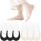 FIYIGO No Show Socks with Invisible Sling Back Womens, 6 Pairs Low Cut Half Toe Topper Socks with Non-Slip Straps for Heels
