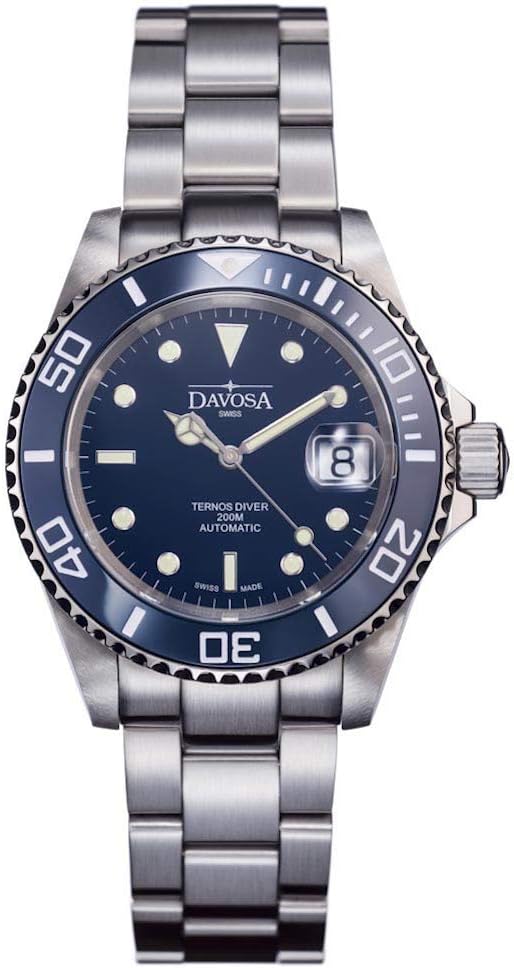 Davosa Automatic Ternos Diver Blue Silver Ceramic Bezel Wrist Watch