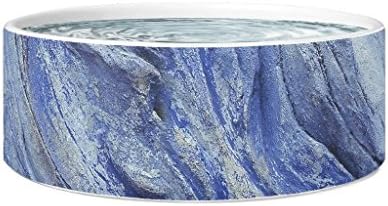 Awesome eMERCHency Stone Dog Bowl 7.5" x 3.5" White Ceramic Pet Marble Bowl for Food or Water Designed and Printed in USA