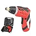 Dextra 15009 4-volt Dual Angle Lithium-Ion Cordless Screwdriver Kit, Red/Black