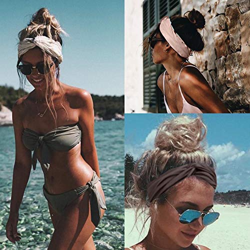 RIOSO Turban Headbands for Women Twisted Boho Headwrap Yoga Workout Sport Thick Head Bands(4 Pack) - Thumbnail 6
