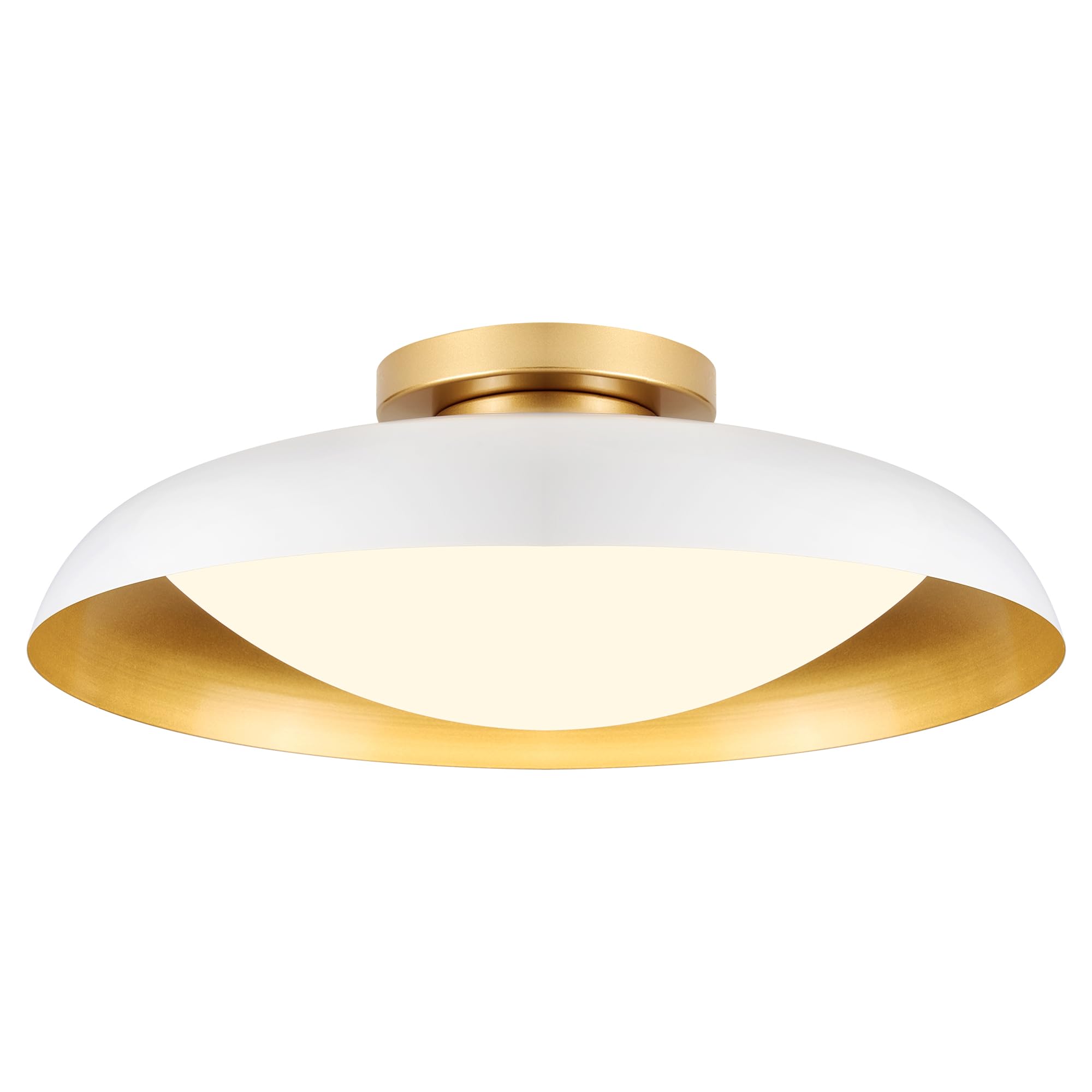 Photo 1 of kudos Large Flush Mount Ceiling Light, 21inch LED Ceiling Light Fixture, White and Gold Finish, 44W 2500lm Modern Ceiling Light Fixtures for Living Room, Bedroom, Hallway, 5CCT Adjustable, KDCL02-WT-L