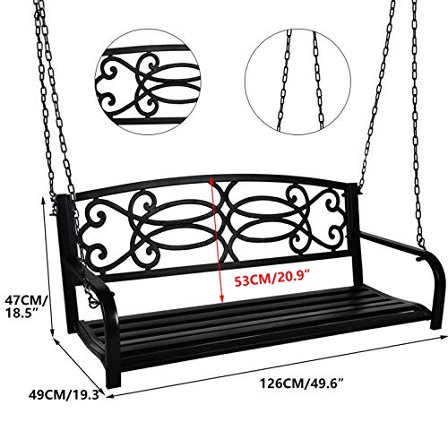 Hanging Bench Swing Outdoor 2 Person Front Hanging Porch Swing Bench with Chains, Patio