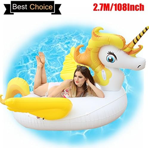 Giant Unicorn Pool Float Inflatable Unicorn Pool Bed Huge Summer Pool Lounge Raft Luxury Outdoor Swimming Pool Large Floatie Swim Pool Party Toy and Beach Sunbathe Mat for kids and adults