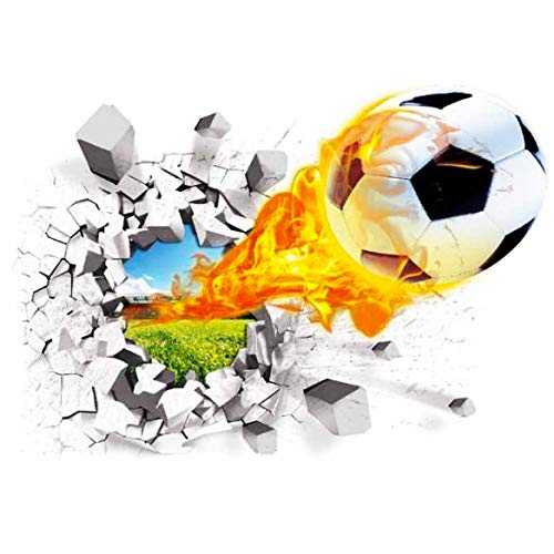 Saflyse Realistic 3D Football Broken Wall Effect DIY Wall PVC Wall Sticker for Child's Bedroom Wall Sticker 70 x 50 cm