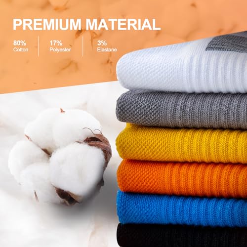 SockWaddles Trainer Socks for Men, 6 Pairs Cushioned Cotton Ankle Socks with Arch Support for Running, Walking, Hiking, Cycling, Breathable Anti-Blister