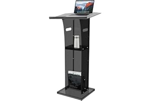 DIGDOZER Acrylic Podium Stand with Storage Shelf,Black Lecterns & Podiums,Pulpits for Churches,Conference,Speeches,Weddings,Classroom,Concert,43" H Professional Presentation Podiums