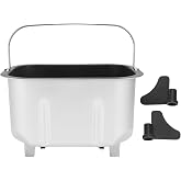 NOENNULL Replacement Bread Pan for Bread Machine, Anti Stick Coated Stainless Steel Baking Bucket with 2 Mixing Paddles, Universal Fit Bread Maker Inner Pot