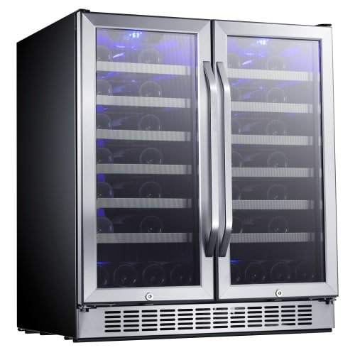 EdgeStar CWR5631FD 30-Inch 56 Bottle Built-In Dual Zone French Door Wine Cooler - Thumbnail 5