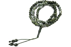 AL-AMEEN MUSLIM GIFT Muslim Tasbih 99 Rosary Beads AMN-184 Islam Prayer dhikr Misbaha with Allah Muhammad Names Engraved on Islamic Religion Eid Ramadan Gift (Green_Smaller02)