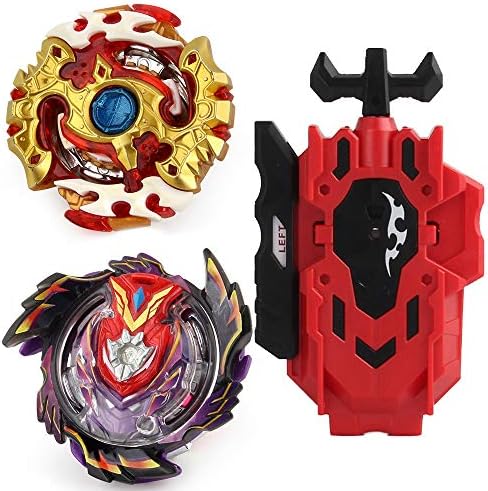 Bey Blade Burst B-96 Strike GOD Valkyrie.Mugen Spinning Top and Bey Burst B-100 Starter Spriggan Requiem .0.Zt with Battling String Launcher Burst B-88 Bey Launcher LR RED(Left & Right Turning)