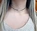 Boosic Double Layer Sequins & Chevron Choker Necklace for Women Silver Tone