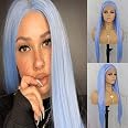 Blue Bird Natural Pastel Blue Hairstyle Long Straight Wigs