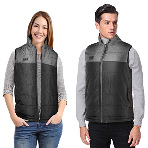 Heated Vest for Men Women Electric Heating Vests Warm Heat Jacket Carbon Fiber Heating Dual-Switch Body Warmer Adult Lightweight Winter Thermal Vest Washable Outdoor Hiking Fishing Skiing (L, Black)