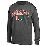 Elite Fan Shop Miami Hurricanes Long Sleeve Tshirt Varsity Charcoal - M