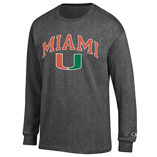Elite Fan Shop Miami Hurricanes Long Sleeve Tshirt Varsity Charcoal - M