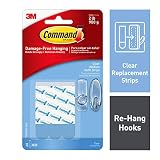 Command Medium Clear Refill Strips, 12 strips, Re-Hang Indoor Clear Hooks (17021CLR-12ES)