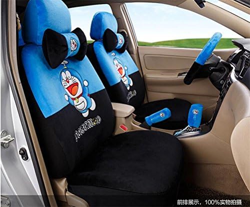 1 Sets lovely cartoon comfotable Universal Car five Seat covers Car Steering Wheel Cover women car seat cushion (sapphire black)