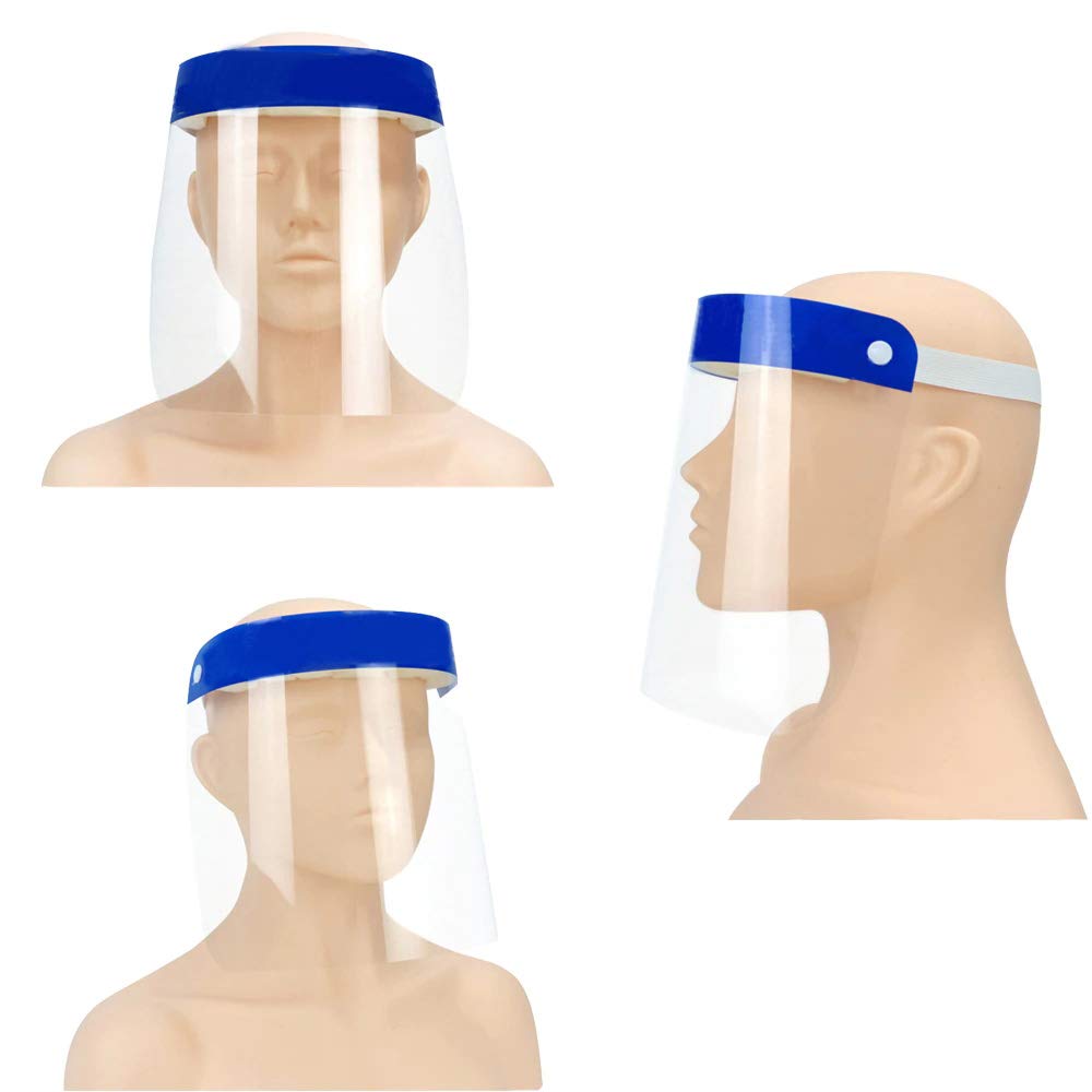 Pack of 2 Facial Safety Visors, FullFace Protection, Clear, Reusable