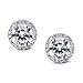 SWEETV Cubic Zirconia Stud Earrings, 8mm Round Cut, Rhinestone Hypoallergenic Earrings for Women & Girls