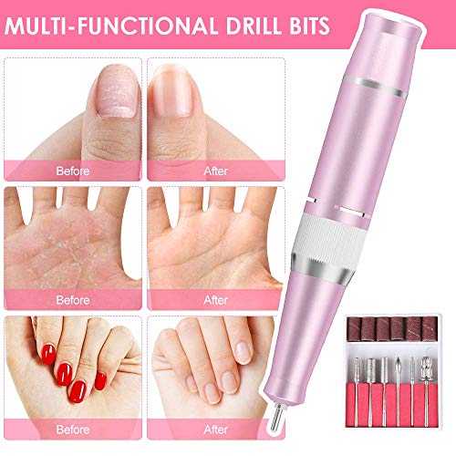 AQSURE Nail Drill, Rechargeable 30000RPM Electric E-file Nail Drill Machine for Acrylic Nails, Manicure/Pedicure, Polishing and Cuticle for Women, Home and Salon Use