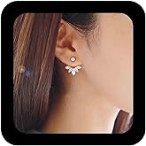 Erimberate Vintage Flower Ear Jackets Earrings Gold Lotus Flower Studs Earrings Rhinestone Lotus Earrings Two Ways Front Back Studs Earrings Jewelry for Women and Girls Gifts