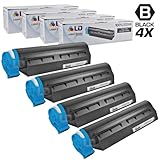 LD Compatible Toner Cartridge Replacement for Okidata 44574701 (Black, 4-Pack)