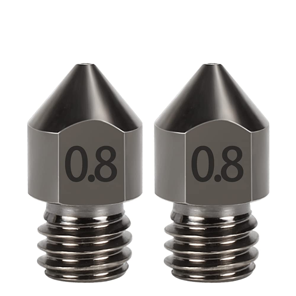 DollaTek 2Pcs MK8 Nozzle Hard Steel 1.75mm Consumables Hardened Steel Wear Resistant - 0.8mm