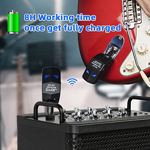 JOYO - Sistema de Guitarra inalámbrico de 2,4 GHz, 4 Canales, Receptor transmisor inalámbrico de Audio Recargable para Instrumentos eléctricos de Guitarra y bajo (JW-03)