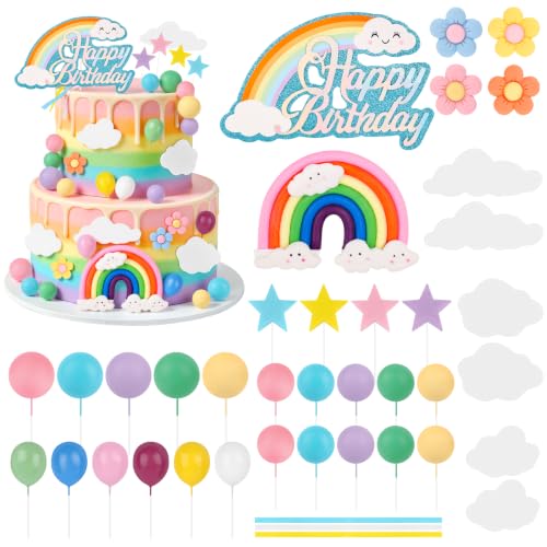 Rainbow Cake Topper Set Daisy Boho Decorations
